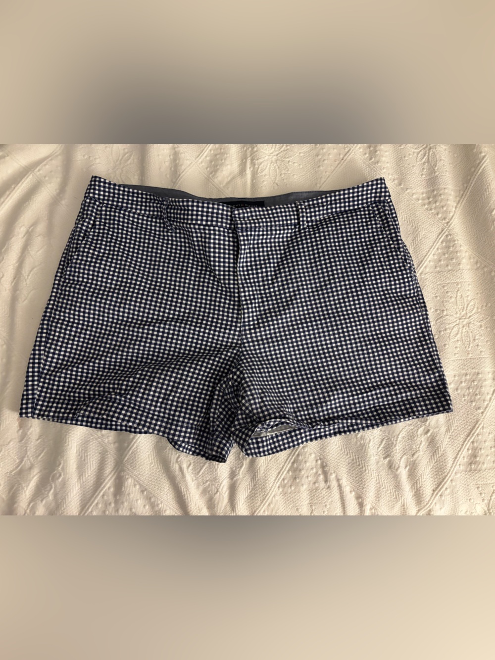Tommy Hilfiger Navy and White Gingham Bermuda Shorts